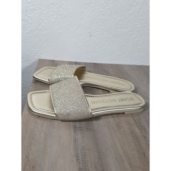 Women's Stuart Weitzman Gold Flats Glitter Size 7B Slip On - Picture 4 of 7